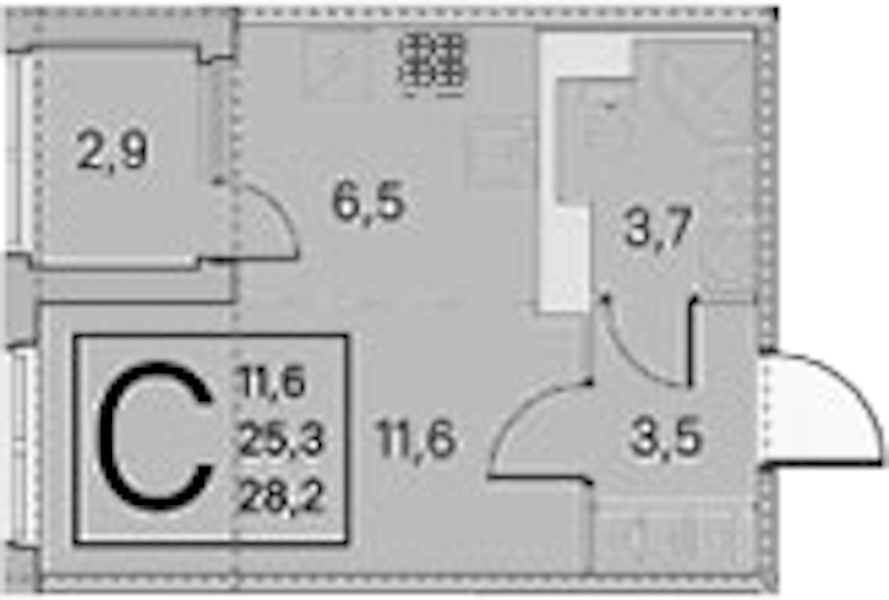 Квартира студия 25.3 м², 5/5 эт., ЖК «ЮгТаун. Олимпийские кварталы»